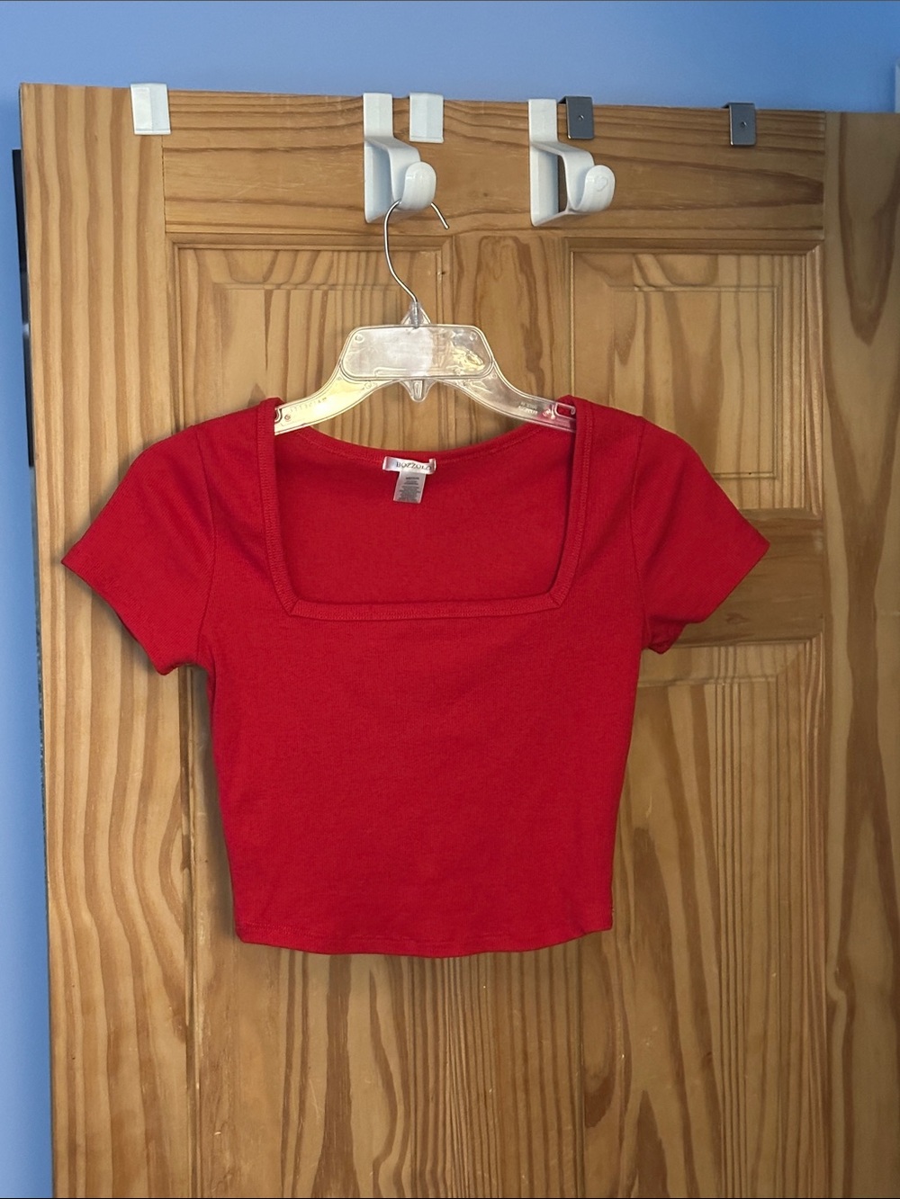 Bozzolo Red Square-Neck Crop Top